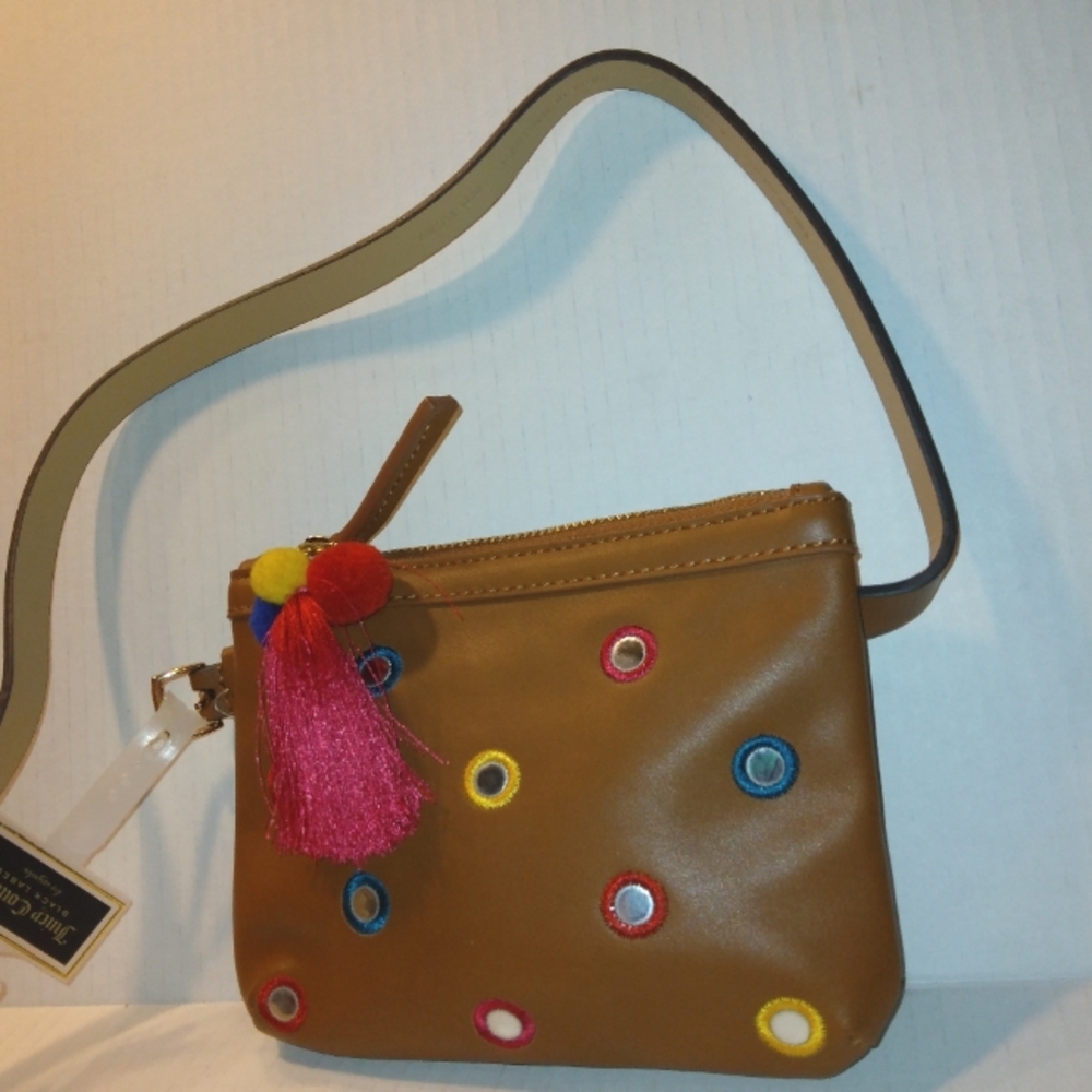 ☆NWT☆JUICY COUTURE ☆Adjustable☆ Cute Belt Bag/Clutch/Shoulder Bag☆Pom Pom    Zip - Picture 9 of 16